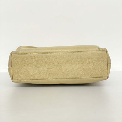 Chanel Shoulder Bag Caviar Skin Light Brown Gold Hardware Women