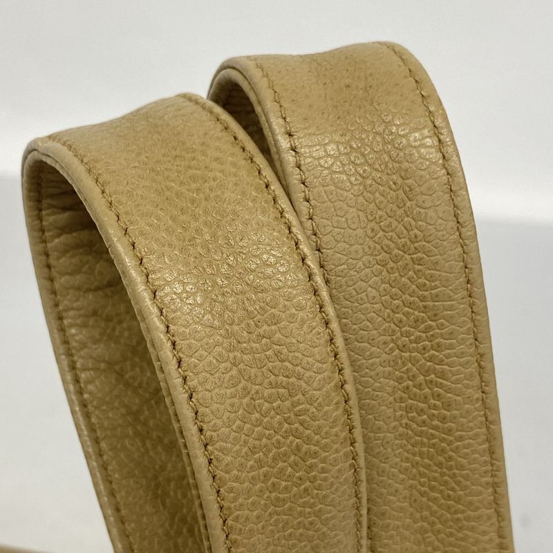 Chanel Shoulder Bag Caviar Skin Light Brown Gold Hardware Women