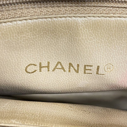 Chanel Shoulder Bag Caviar Skin Light Brown Gold Hardware Women