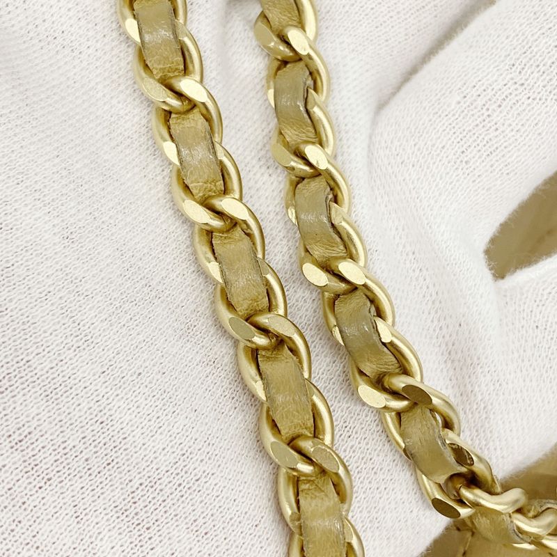 Chanel Handbag 2.55 Choco Bar Lambskin Chain Beige Gold Hardware Women