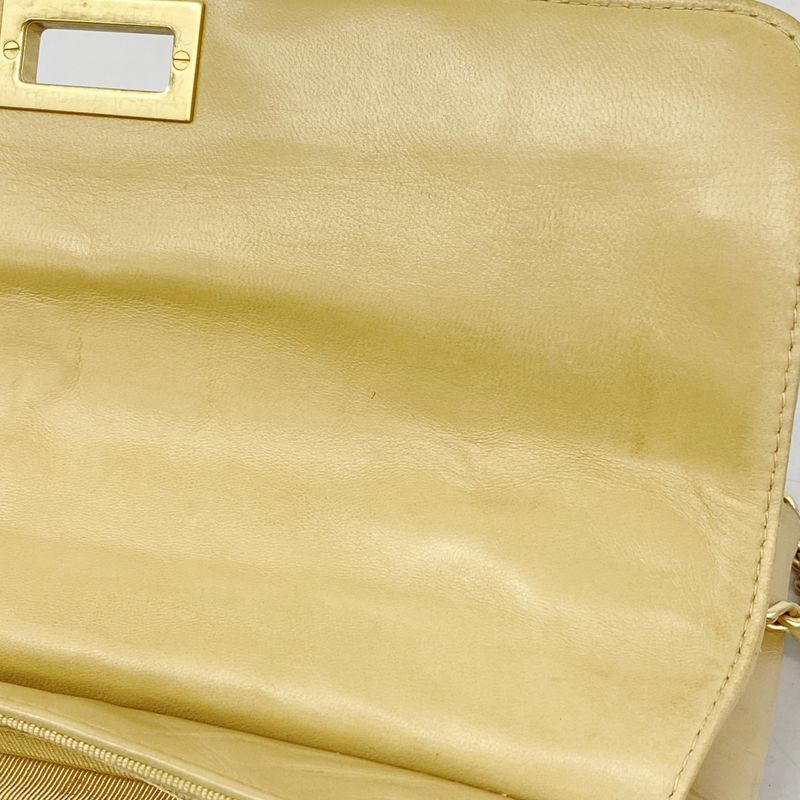 Chanel Handbag 2.55 Choco Bar Lambskin Chain Beige Gold Hardware Women