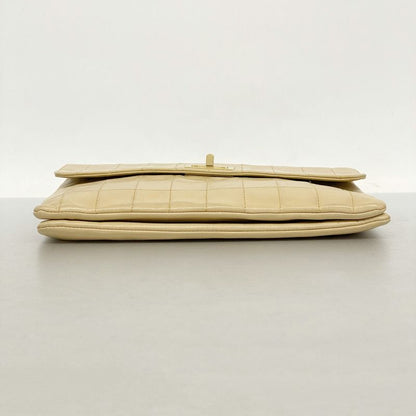 Chanel Handbag 2.55 Choco Bar Lambskin Chain Beige Gold Hardware Women