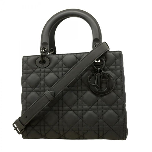 Christian Dior Handbag Canage Lady Dior Leather Black 2way Bag Ladies