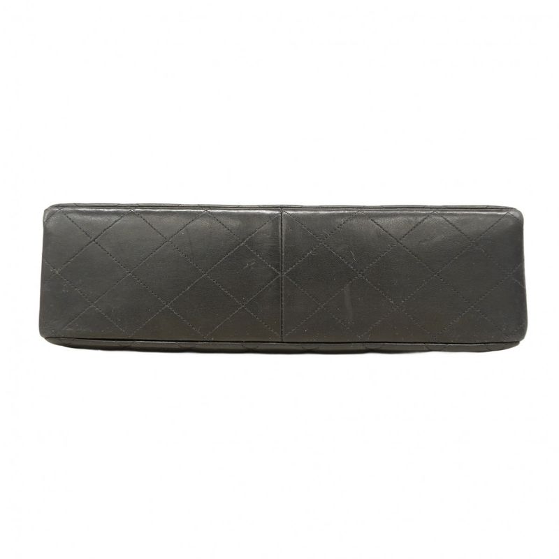 Chanel Shoulder Bag Deka Matelasse Lambskin Black Gold Hardware Women