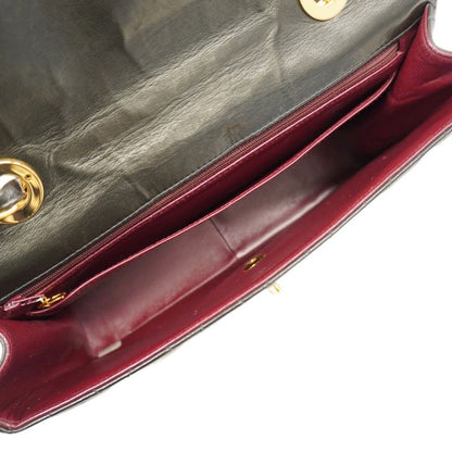 Chanel Shoulder Bag Deka Matelasse Lambskin Black Gold Hardware Women