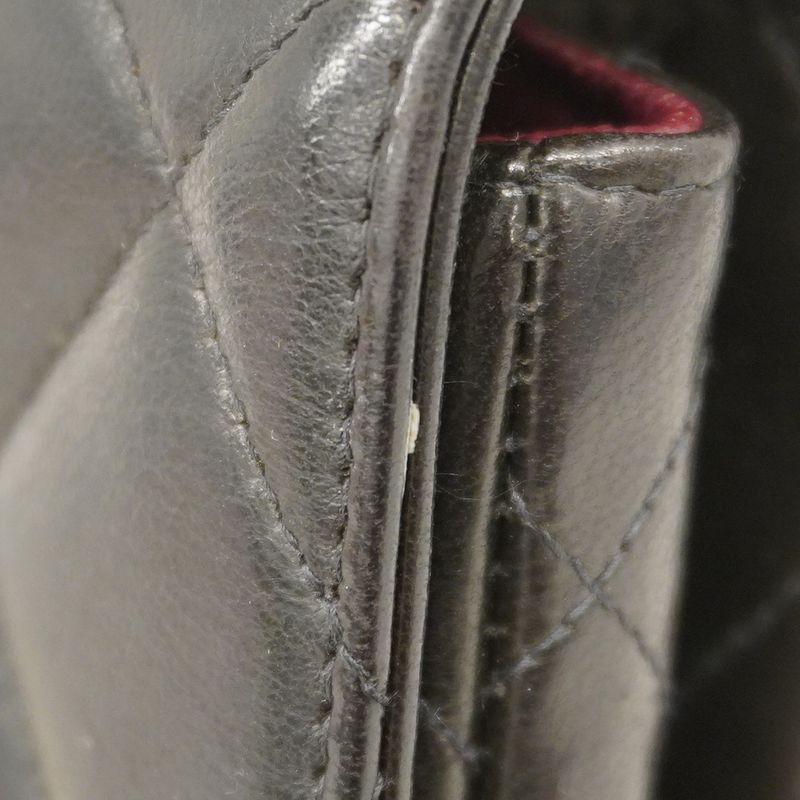 Chanel Shoulder Bag Deka Matelasse Lambskin Black Gold Hardware Women