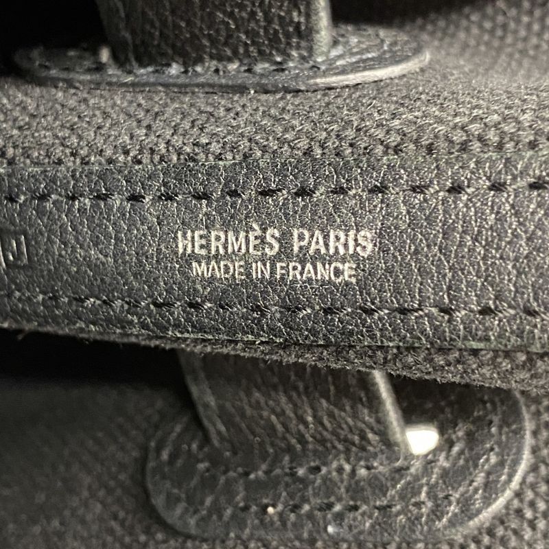 Hermes Handbag Petite St Tulle Canvas Black Silver Hardware □J Engraved Ladies