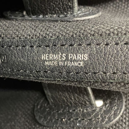 Hermes Handbag Petite St Tulle Canvas Black Silver Hardware □J Engraved Ladies