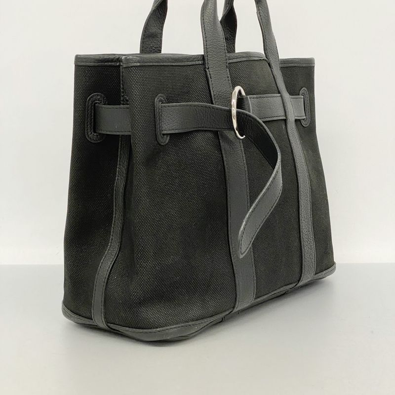 Hermes Handbag Petite St Tulle Canvas Black Silver Hardware □J Engraved Ladies