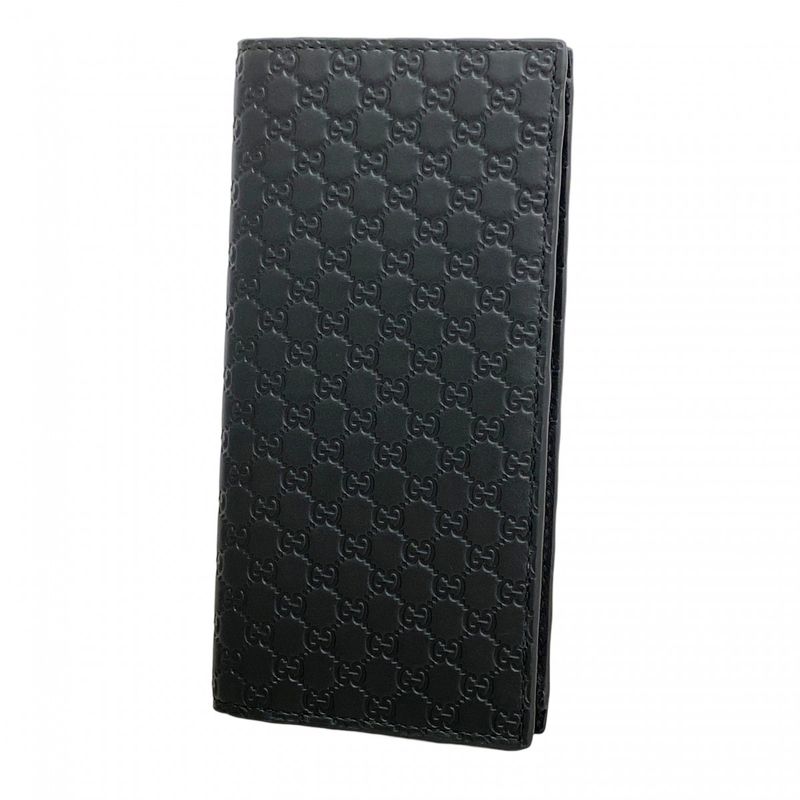 Gucci Long Wallet Micro Guccissima 449245 Leather Black Men's