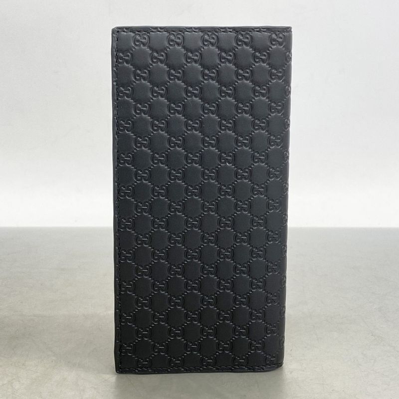 Gucci Long Wallet Micro Guccissima 449245 Leather Black Men's