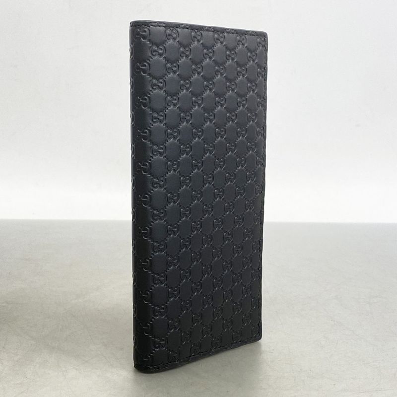 Gucci Long Wallet Micro Guccissima 449245 Leather Black Men's