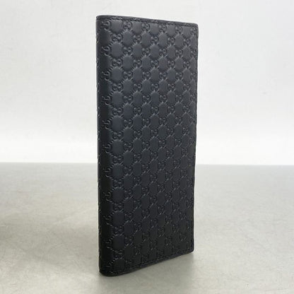 Gucci Long Wallet Micro Guccissima 449245 Leather Black Men's