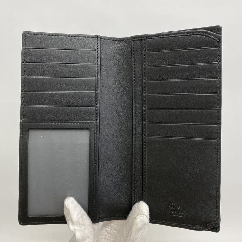 Gucci Long Wallet Micro Guccissima 449245 Leather Black Men's