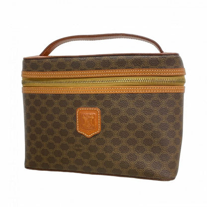 Celine Vanity Bag Macadam PVC Brown Gold Hardware Women