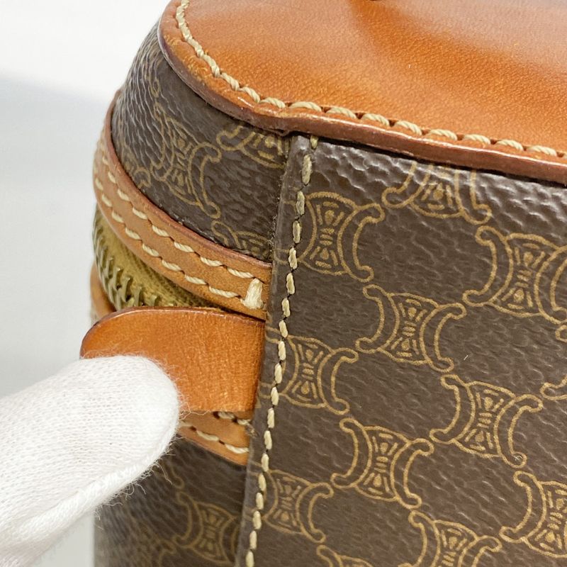 Celine Vanity Bag Macadam PVC Brown Gold Hardware Women