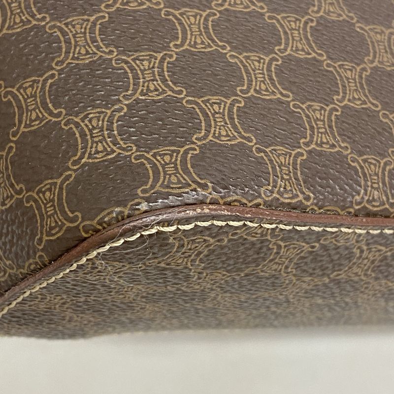 Celine Vanity Bag Macadam PVC Brown Gold Hardware Women