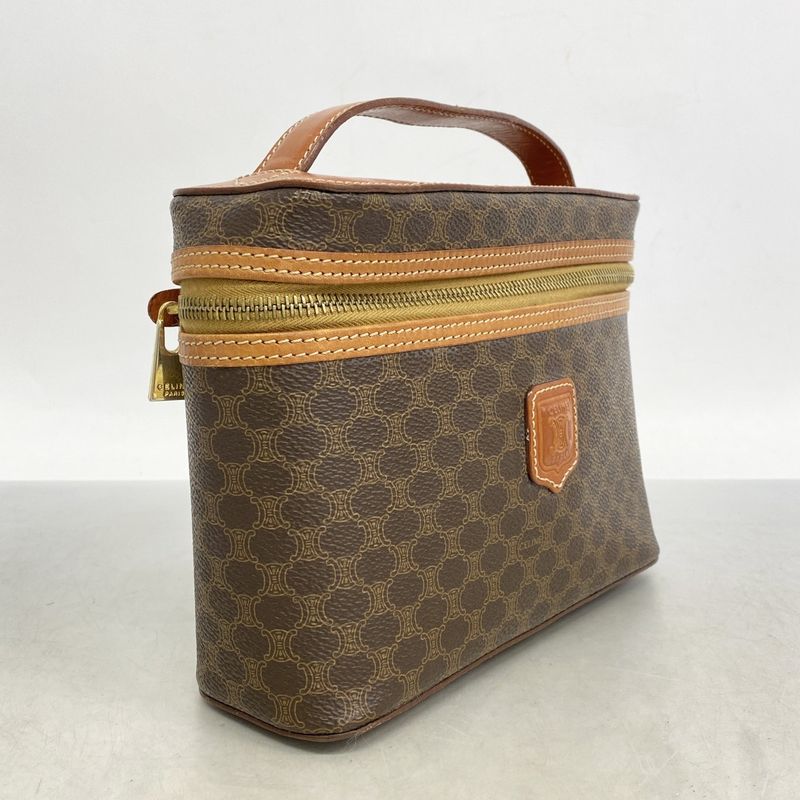 Celine Vanity Bag Macadam PVC Brown Gold Hardware Women
