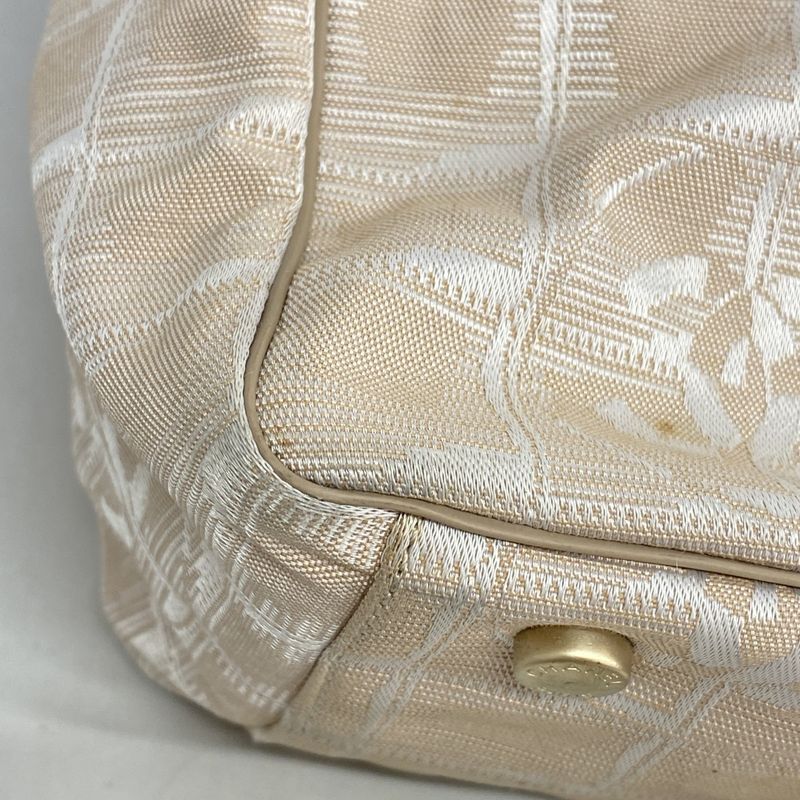 Chanel Tote New Travel Nylon Beige Gold Hardware Women's