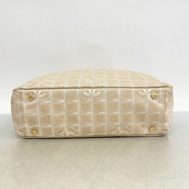Chanel Tote New Travel Nylon Beige Gold Hardware Women's