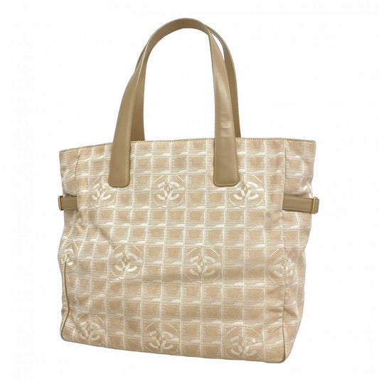 Chanel Tote New Travel Nylon Beige Gold Hardware Women's