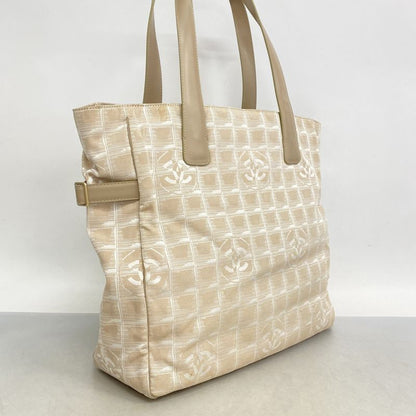 Chanel Tote New Travel Nylon Beige Gold Hardware Women's