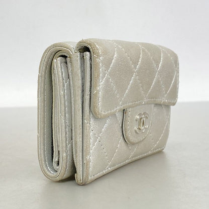 Chanel Trifold Wallet Matelasse Lambskin Silver Hardware Women