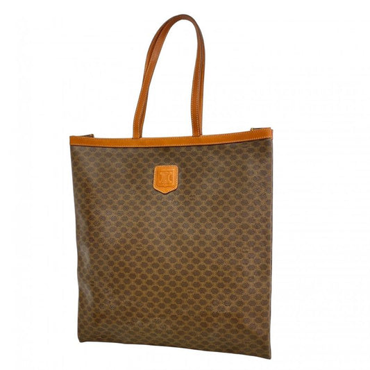 Celine Tote Bag Macadam PVC Brown Gold Hardware Women's