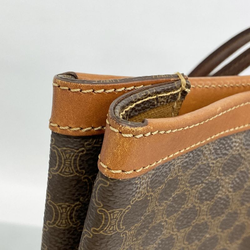 Celine Tote Bag Macadam PVC Brown Gold Hardware Women's