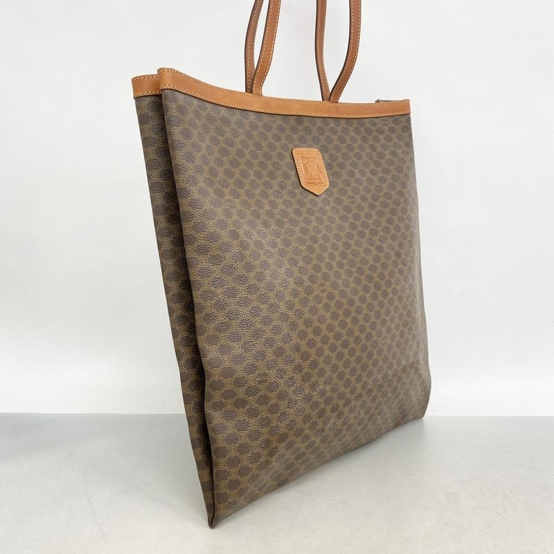 Celine Tote Bag Macadam PVC Brown Gold Hardware Women's