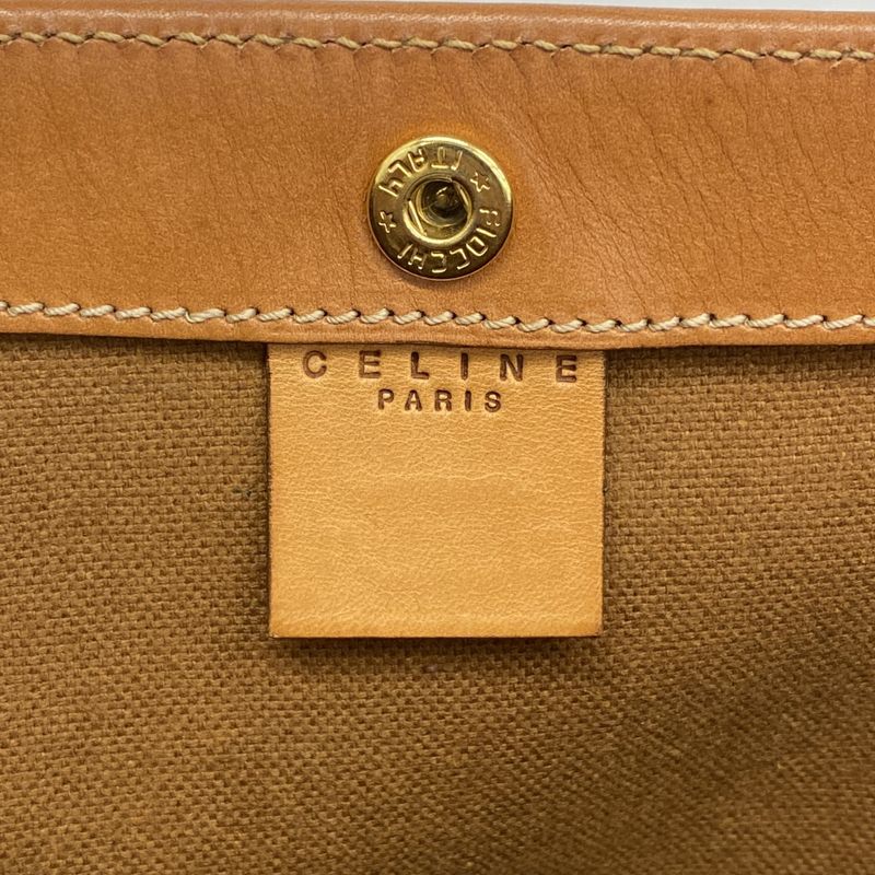Celine Tote Bag Macadam PVC Brown Gold Hardware Women's