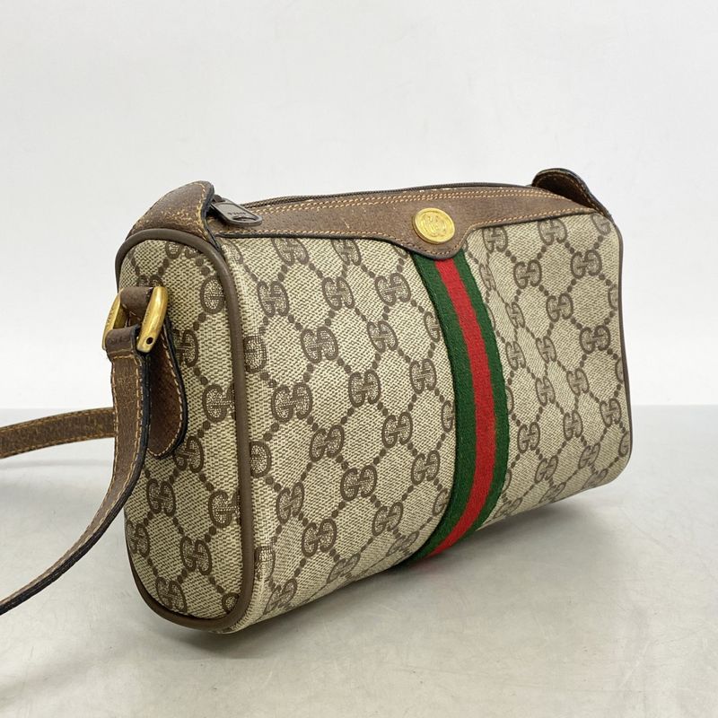 Gucci Shoulder Bag GG Canvas Sherry Line 89 02 018 PVC Brown Gold Hardware Women
