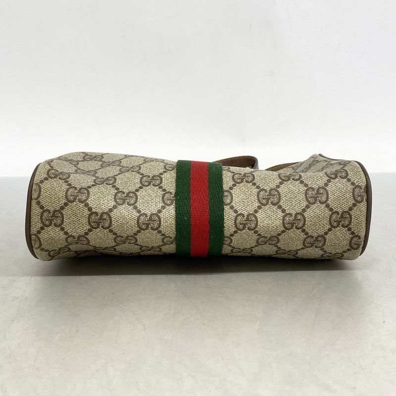 Gucci Shoulder Bag GG Canvas Sherry Line 89 02 018 PVC Brown Gold Hardware Women