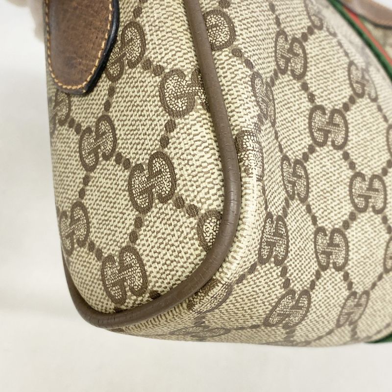 Gucci Shoulder Bag GG Canvas Sherry Line 89 02 018 PVC Brown Gold Hardware Women