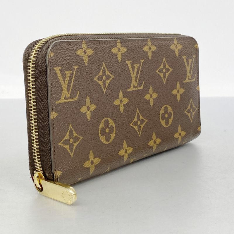 Louis Vuitton Long Wallet Monogram Zippy Wallet M41895 Brown Fuchsia Women