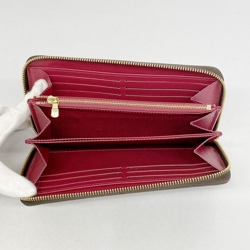 Louis Vuitton Long Wallet Monogram Zippy Wallet M41895 Brown Fuchsia Women