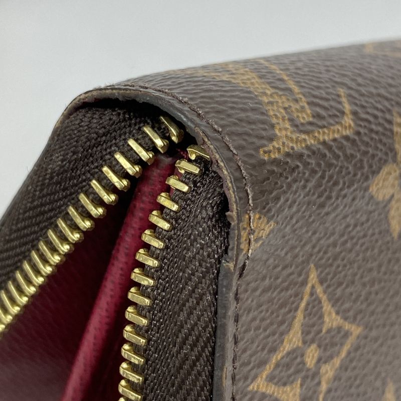 Louis Vuitton Long Wallet Monogram Zippy Wallet M41895 Brown Fuchsia Women