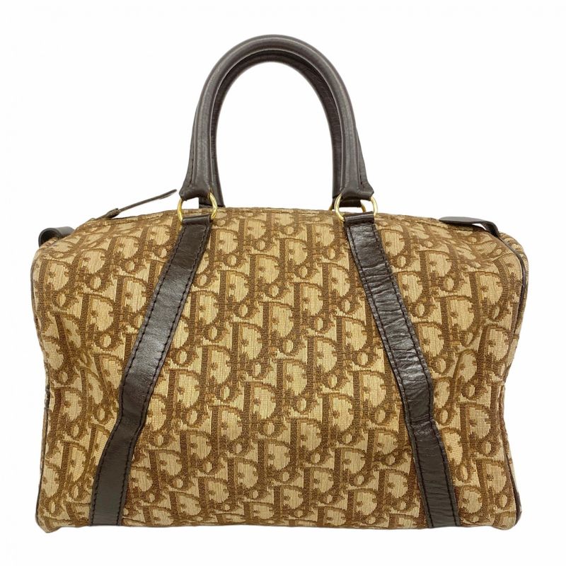 Christian Dior Handbag Trotter Canvas Brown Gold Hardware Women
