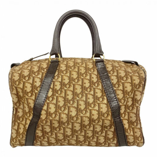 Christian Dior Handbag Trotter Canvas Brown Gold Hardware Women