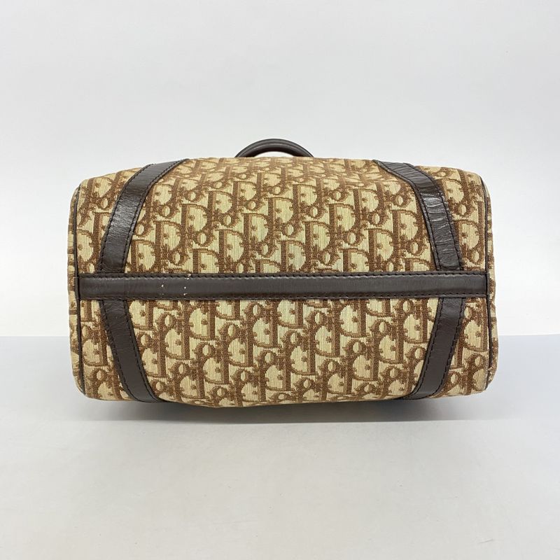 Christian Dior Handbag Trotter Canvas Brown Gold Hardware Women