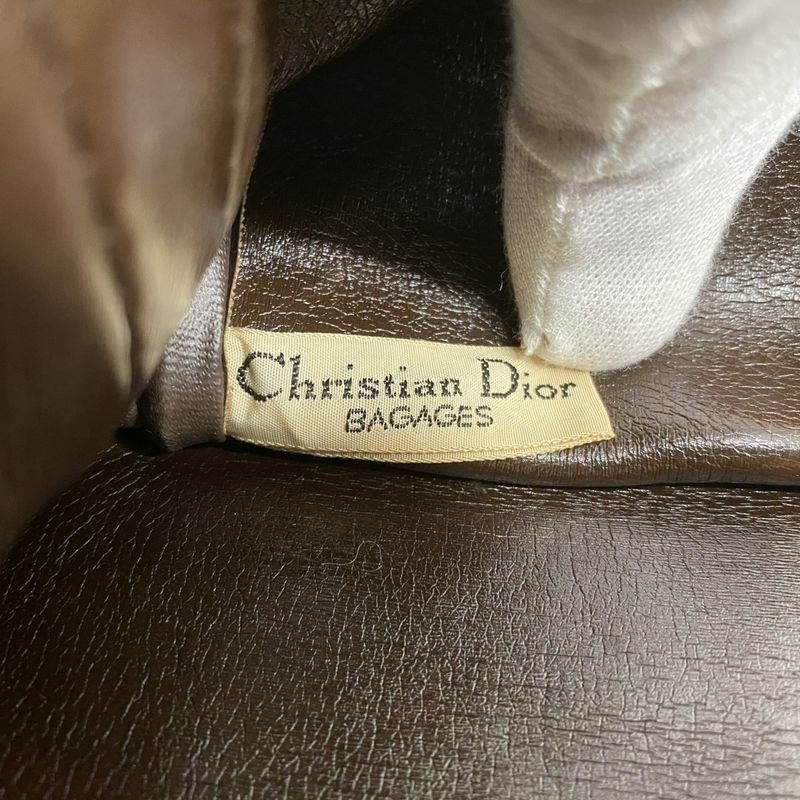 Christian Dior Handbag Trotter Canvas Brown Gold Hardware Women