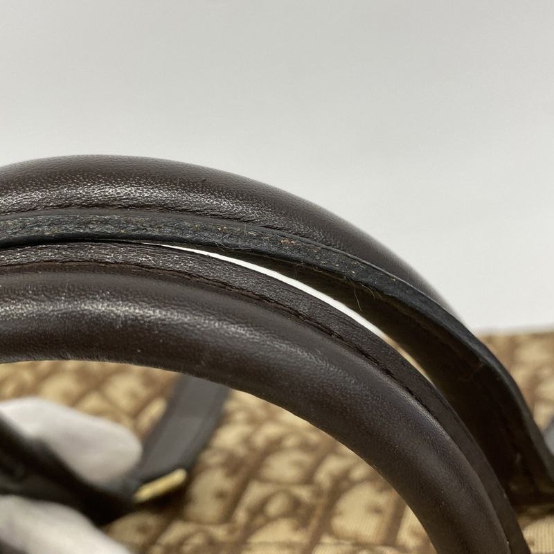 Christian Dior Handbag Trotter Canvas Brown Gold Hardware Women