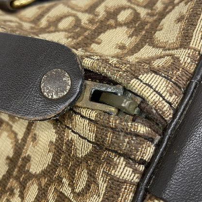 Christian Dior Handbag Trotter Canvas Brown Gold Hardware Women