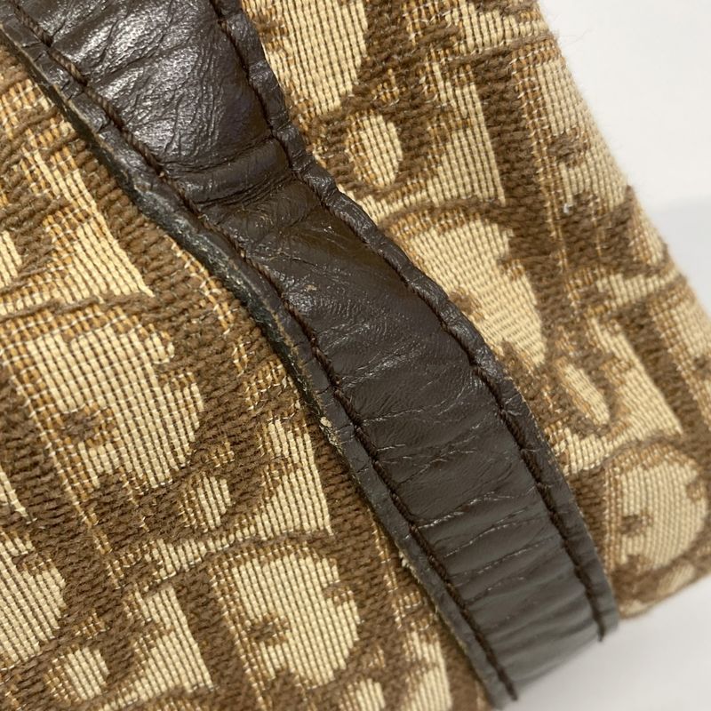 Christian Dior Handbag Trotter Canvas Brown Gold Hardware Women