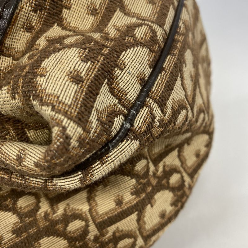 Christian Dior Handbag Trotter Canvas Brown Gold Hardware Women