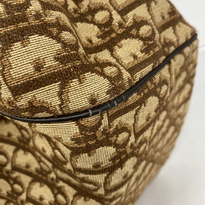 Christian Dior Boston Bag Trotter Canvas Brown Gold Hardware Men Women Unisex