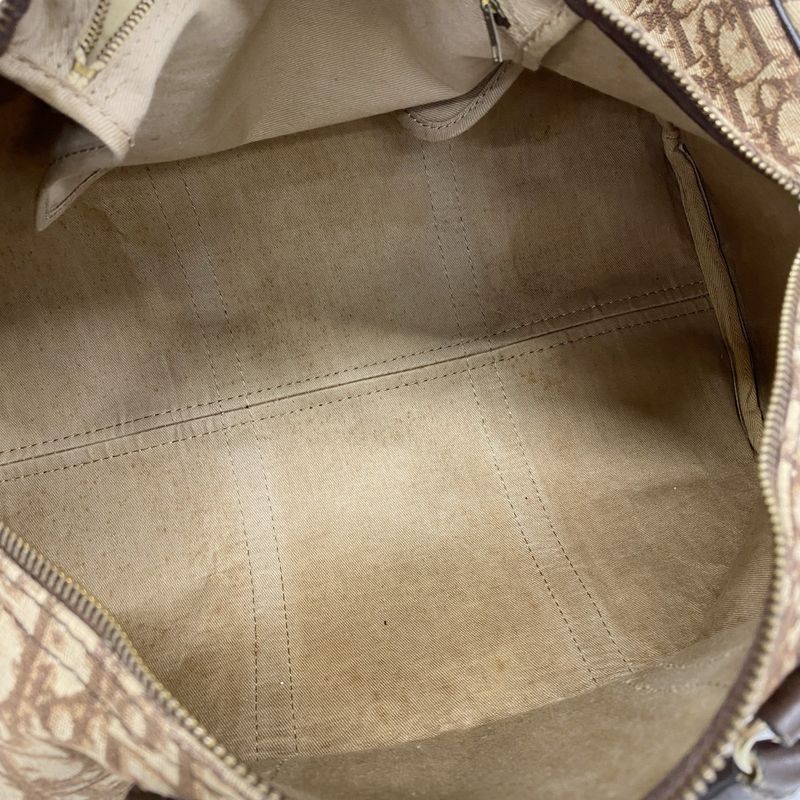 Christian Dior Boston Bag Trotter Canvas Brown Gold Hardware Men Women Unisex