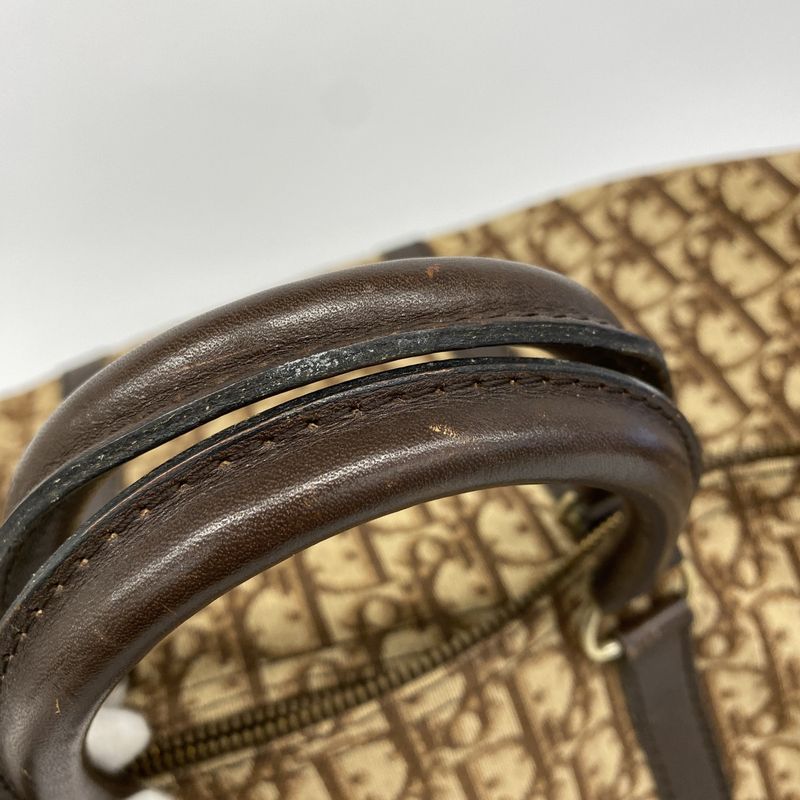 Christian Dior Boston Bag Trotter Canvas Brown Gold Hardware Men Women Unisex