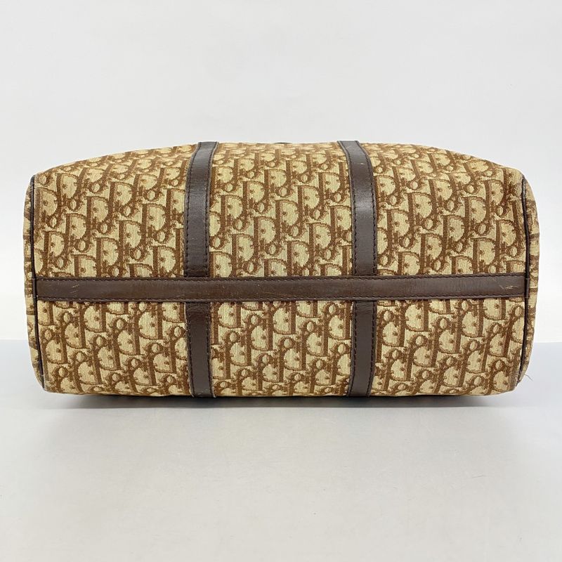 Christian Dior Boston Bag Trotter Canvas Brown Gold Hardware Men Women Unisex
