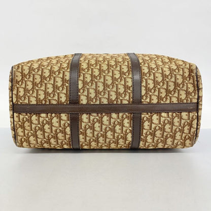Christian Dior Boston Bag Trotter Canvas Brown Gold Hardware Men Women Unisex